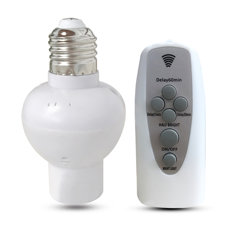 Support de lampe à télécommande sans fil, variable, douille E27, 220V, ampoule LED, veilleuse avec minuterie ► Photo 1/6