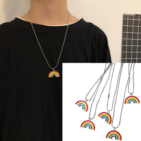 Collier arc-en-ciel pour femmes, pendentif Long, Simple et pratique, après le vent et la pluie, c'est la beauté et la chance ► Photo 1/6