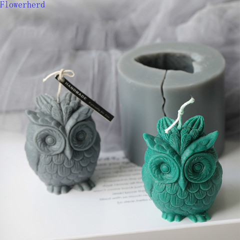 Grande taille 3D hibou Silicone moule ménage intérieur décoration aromathérapie bougie moule plâtre moule bougie à bricoler soi-même faisant des pots ► Photo 1/5