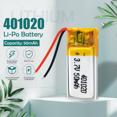 3.7v 50mah 401020 Lithium polymère li-po batterie Rechargeable pour jouets voitures Bluetooth haut-parleur Bluetooth casque produits numériques ► Photo 1/6