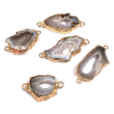 Pendentif en pierre d'agates en cristal naturel de haute qualité, tranche brésilienne de guérison, pendentifs Reiki, breloques pour la fabrication de bijoux à faire soi-même ► Photo 1/3