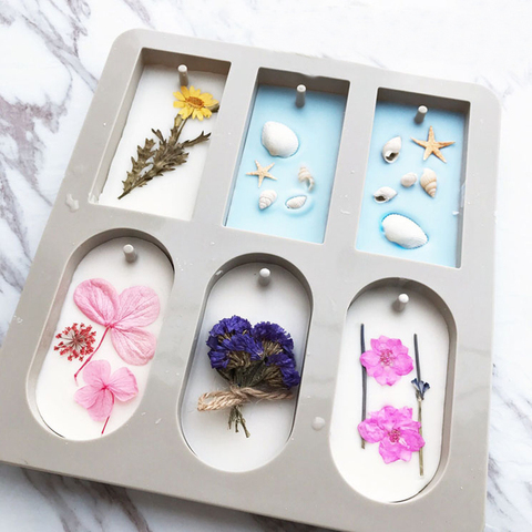 Moules à savon en Silicone pour tablettes et aromathérapie suspendus, cire et fleurs ► Photo 1/6