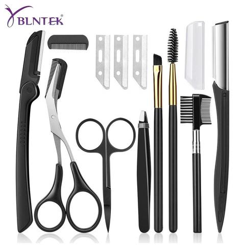 YBLNTEK 5/8 pièces rasoir de sourcils Kit de rasoir à sourcils ciseaux à sourcils peigne à sourcils rasoir pour visage pince à épiler cils brosse ► Photo 1/6