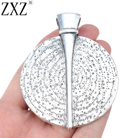 ZXZ 2 pièces tibétain argent grand médaillon rond Boho breloques pendentifs pour collier fabrication de bijoux résultats 84x67mm ► Photo 1/3