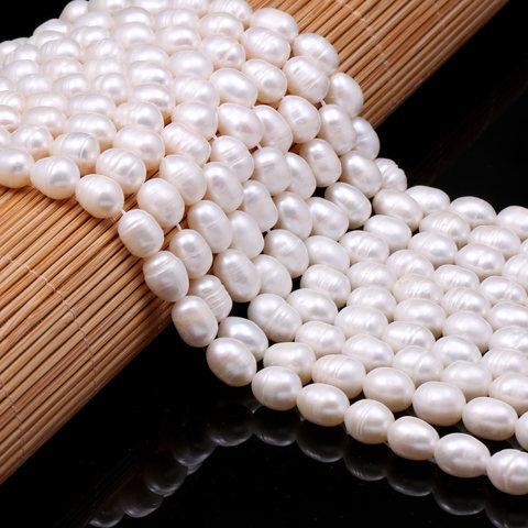 Perles naturelles en forme de riz pour la fabrication de bijoux, vente en gros, perles en forme de riz, pour la fabrication de bijoux ou de colliers de Bracelet à bricoler soi-même ► Photo 1/5