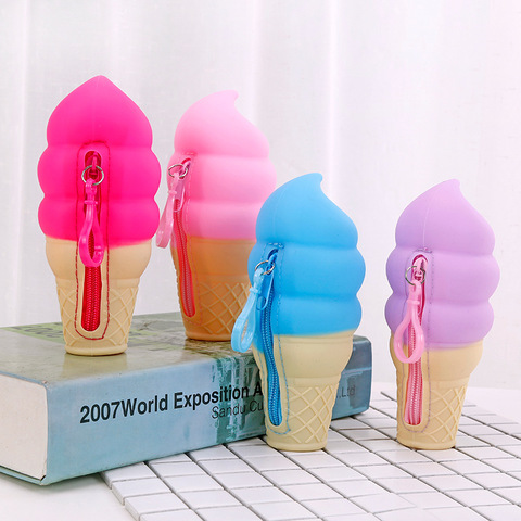 Porte-monnaie en Silicone, mignon Kawaii, crème glacée, couleur bonbon, porte-monnaie en gelée, porte-clé, organisateur d'écouteurs, boîte de rangement de poche ► Photo 1/6