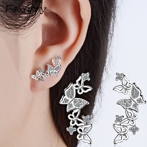 Foxanry-boucles d'oreilles en argent Sterling 925, boucles d'oreilles en cristal, faites à la main, pour femmes, pour Couples, bijoux de fête, cadeaux, nouvelle collection ► Photo 1/6