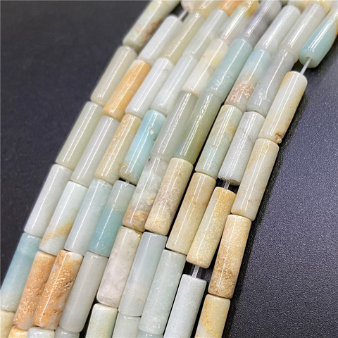 Perles de tubes en Amazonite naturelle de 15.5 pouces, pour la fabrication de bijoux à faire soi-même, 4x13mm, vente en gros ► Photo 1/6