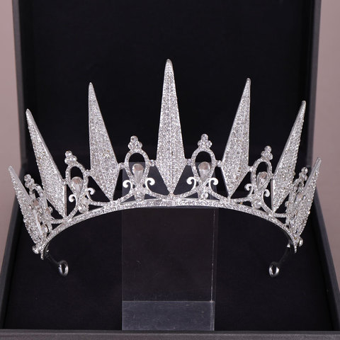 Mode argent couleur Diadems cristal strass couronnes reine diadèmes et couronnes accessoires de cheveux de mariage princesse femmes bijoux ► Photo 1/6