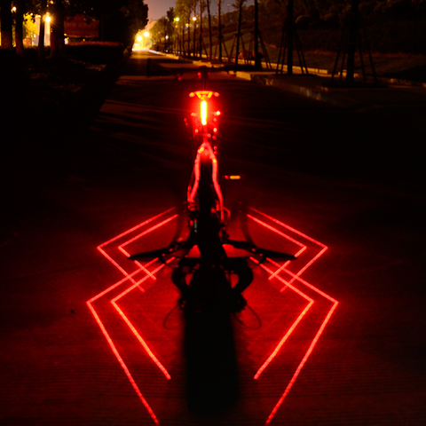 Pliant Laser vélo lumière avant arrière avertissement de sécurité vélo lumière USB Rechargeable vélo queue arrière lumière étanche vélo lampe ► Photo 1/6