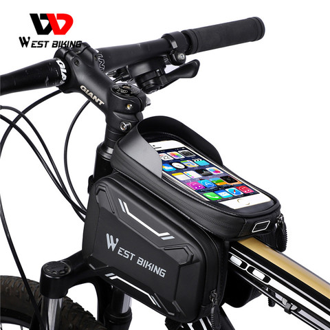 WEST Cycling-sacoche imperméable pour vélo, sacoche pour vélo ou vtt, sur cadre à l'avant, de haute qualité, avec accessoires de cyclisme, sacoche de téléphone portable à écran tactile ► Photo 1/6