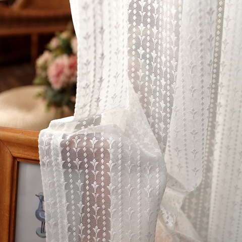 Rideaux en Voile brodés blancs coréens pour rideau de fenêtre de chambre à coucher pour salon rideaux en tulle transparent rideaux sur mesure ► Photo 1/6