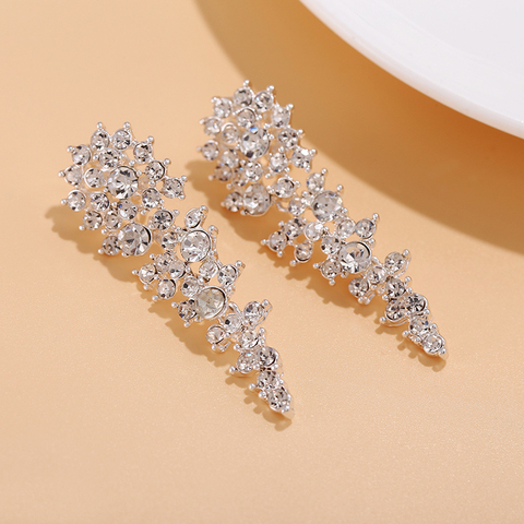 Boucles d'oreilles longues en cristal de luxe, à Clip sans Piercing, pour femmes, fête de mariage, sans trou, Clips d'oreilles, nouveauté ► Photo 1/6