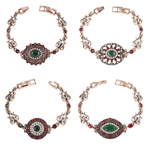 Bracelet turc Glamour pour femmes, bijoux Vintage en cristal doré, style ethnique bohème, pour mariage, mariée ► Photo 1/6