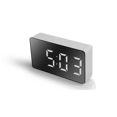 LED multifonctionnel miroir horloge numérique alarme Snooze affichage temps nuit LCD lumière Table bureau USB 5v/pas de batterie décor à la maison ► Photo 1/6