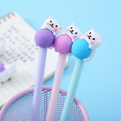 Lytwtw – stylo Gel chat créatif mignon, 1 pièce, Kawaii, papeterie fournitures scolaires de bureau, jolies poignées de dessin animé ► Photo 1/6