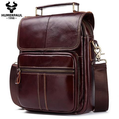 Sac à bandoulière en cuir véritable pour hommes, sacoche décontractée de bonne qualité, Vintage, pour Ipad 7,9 pouces ► Photo 1/6