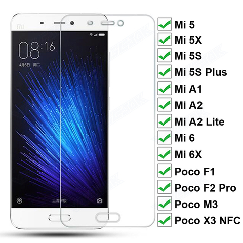Protecteur d'écran 9H HD, Film en verre trempé NFC pour Xiaomi Mi 5 5s Plus 5X 6 6X A1 A2 Lite Poco F1 F2 Pro M3 X3 ► Photo 1/6