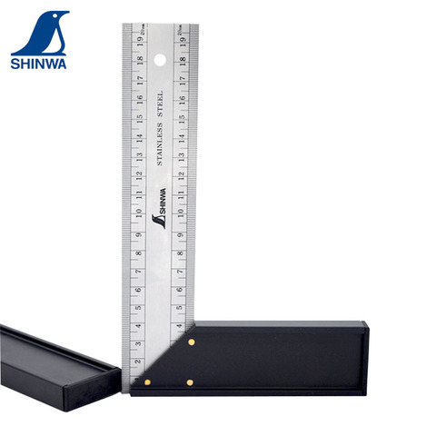 Haute qualité SHINWA pingouin mitre essayer carré en acier inoxydable règle à Angle droit 20/25/30cm avant et arrière même échelle ► Photo 1/5