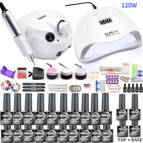 20 pièces Gel vernis à ongles ensemble 35000 tr/min perceuse à ongles kit avec 120W UV lampe à LED manucure outils Kit Nail Art ensemble UV constructeur Gel ► Photo 1/6