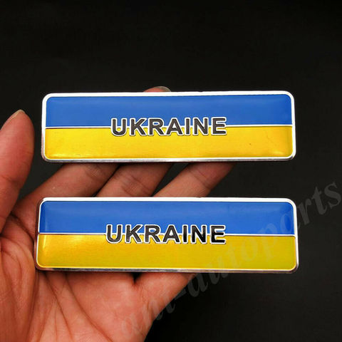 2 pièces en métal Ukraine drapeau voiture coffre arrière aile emblème Badge autocollant ► Photo 1/3