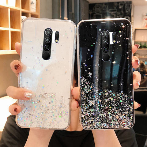 Coque de téléphone à paillettes pour xiaomi redmi 9 coque arrière souple à paillettes pour étuis xiaomi redmi9 ► Photo 1/6