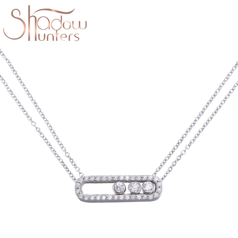 SHADOWHUNTERS haute qualité véritable 925 en argent Sterling Double mouvement pierre balancent colliers pour les femmes en argent Sterling 925 bijoux ► Photo 1/6