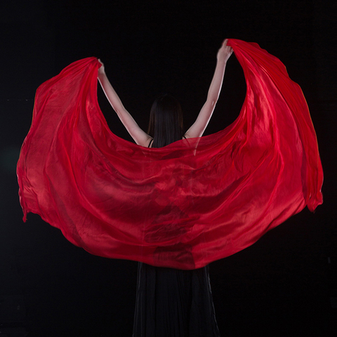 100% soie Performance danse couleur unie Texture légère voile châles femmes écharpe Costumes accessoires danse du ventre voiles 250cm x 110cm ► Photo 1/6