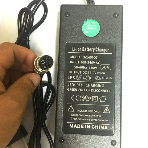 Chargeur au Lithium DC67.2V 2A, pour brouette, monocycle électrique à auto-équilibrage, batterie de skateboard 60V avec XLR 12MM DC ► Photo 1/5