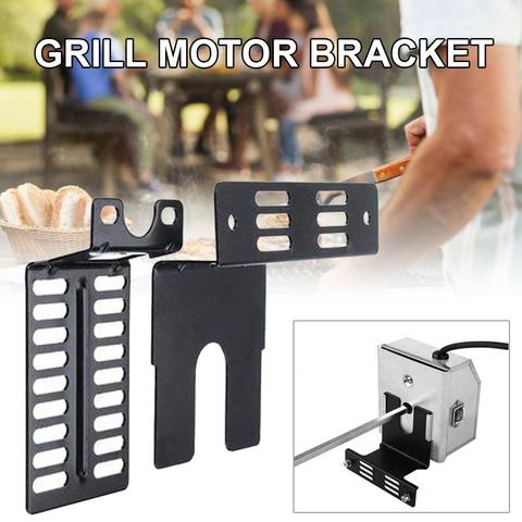 Support de moteur de rôtissoire en acier inoxydable, ensemble universel de 2 pièces, plaques de Support de moteur de gril de Barbecue, outils de Barbecue de Camping en plein air ► Photo 1/6