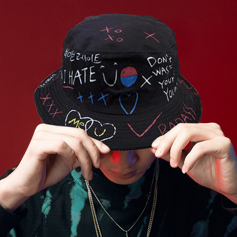 Unisexe Harajuku seau chapeau Graffiti lettre femmes hommes pêche pêcheur chapeau été en plein air Panama Hip Hop casquette ► Photo 1/6