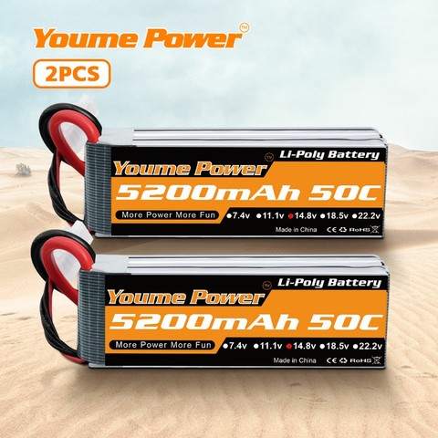 2 pièces 4S Lipo 14.8V 5200mah Drone batterie course avec Deans prise pour pour avion RC DJI F450 quadrirotor avion hélicoptère RC voiture ► Photo 1/6