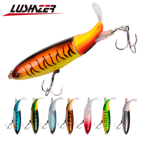 LUSHAZER Whopper plopper 10 cm 13g flottant Popper leurre de pêche artificiel dur appât Wobbler rotatif queue de pêche attirail 3D yeux ► Photo 1/6