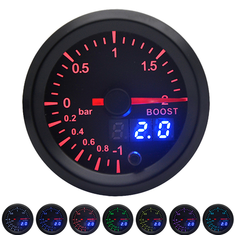 Jauge Turbo Boost pour voiture, 2 pouces, 52mm, 7 couleurs, LED, analogique/numérique, double affichage, avec capteur ► Photo 1/6