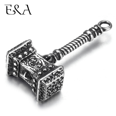 Pendentif marteau de Thor en acier inoxydable, solide, Vintage, pour hommes, collier, accessoires de fabrication de bijoux, bricolage, pièces de bijoux Viking ► Photo 1/6