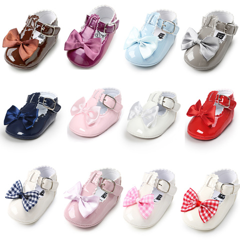 Chaussures pour bébés filles, semelle antidérapante en coton, avec nœud papillon brillant, pour première marche, printemps et été ► Photo 1/6