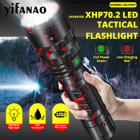 Ultra lumineux XHP70.2 lampe de poche LED Xlamp 8000LM puissant XHP50.2 lanterne pour la chasse L2 étanche torche lumière utilisation 18650 26650 ► Photo 1/6