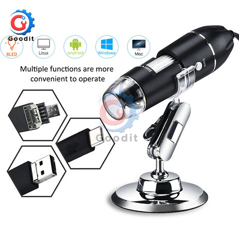 Microscope numérique Portable, grossissement 500x/1000x/1600x, Endoscope avec 8 led, règle de bracelet pour Mac/windows/Linux/android ► Photo 1/6