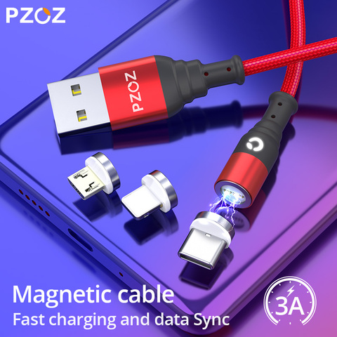 PZOZ câble magnétique Micro USB Type C aimant usb c chargeur rapide type-c Microusb pour iphone 11 8 câbles de téléphone portable données ► Photo 1/6