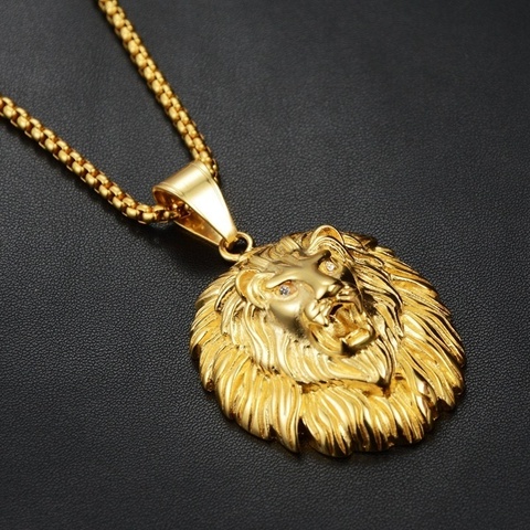 Nouveau Style Animal cheveux longs tête de Lion pendentif collier pour hommes mode coulissant animaux suspendus collier accessoires ► Photo 1/6