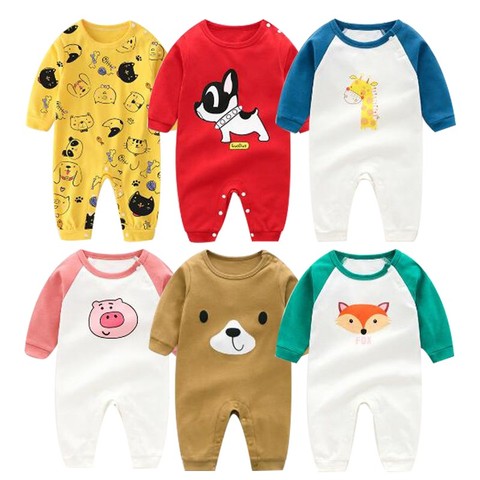 Bébé Barboteuses Filles Automne Nouveau Décontracté Bébé Garçons Combinaisons Vêtements Dessin Animé Pur Coton À Manches Longues Pyjamas Pour Nouveau-Né 0-3Y ► Photo 1/6