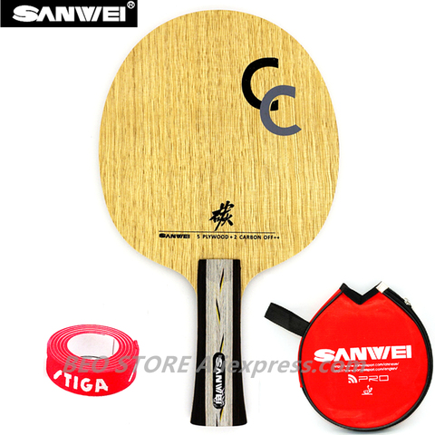 SANWEI CC – raquette de tennis de Table, 5 lames en bois + 2 carbone, entraînement sans boîte, raquette de ping-pong ► Photo 1/6