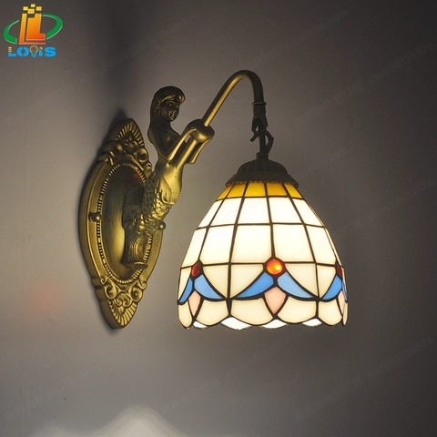 Lampe murale en forme de sirène, 6 pouces, Style Tiffany, éclairage à la mode, pour chambre à coucher, salon, salle à manger, verre, chevet, Vanity ► Photo 1/6