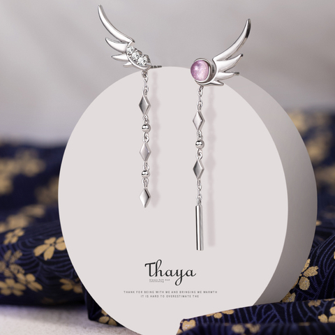 Thaya gland réel 925 en argent Sterling boucle d'oreille balancent plume boucle d'oreille de haute qualité japonais élégant pour les femmes boucle d'oreille bijoux fins ► Photo 1/6