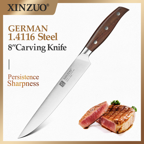 XINZUO couteaux de cuisine en acier, couteau à couperet 8 ''couteaux de cuisine allemands en acier tranchant pour la viande Sushi couteau Sashimi manche en bois de rose outils de Chef de cuisine ► Photo 1/1