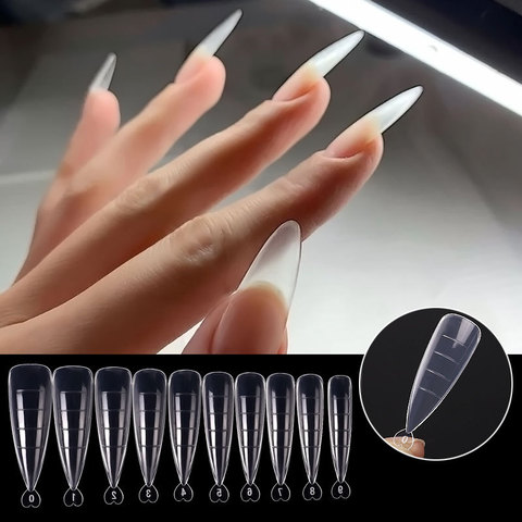 100 pièces Poly ongle Gel rapide construction moule conseils ongles double formes doigt Extension Nail Art UV constructeur facile trouver ongles outils ► Photo 1/6