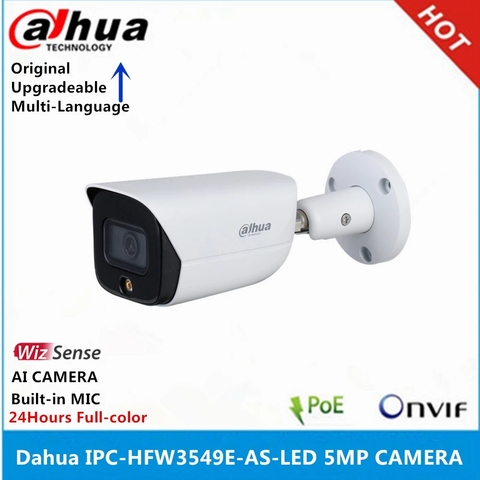 Dahua – caméra de surveillance IP WizSense IP (IPC-HFW3549E-AS-LED), 5MP, avec microphone intégré, système infrarouge (30M), étanche IP67, 24 h, couleur ► Photo 1/2