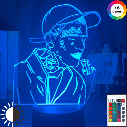 American Rapper Lil Peep – veilleuse Led 3d colorée pour décoration de maison, cadeau pour Fans, livraison directe ► Photo 1/6