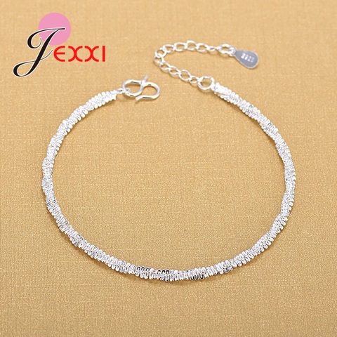 Bracelet de cheville en argent Sterling 925 pour femmes et filles, élégant, en chaîne torsadée, à la mode, cadeau de bijoux ► Photo 1/6