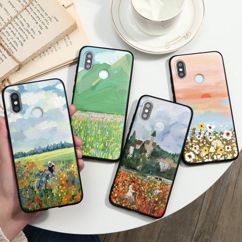 Coque avec peinture artistique à l'huile pour Xiaomi, compatible modèles Redmi Note 8T, 9, 8, 7, 6 Pro, 5, 9A, S2, Mi Note 10, A3, A2, 8, 9 Lite, 9T Pro, A1, 5X, 6X ► Photo 1/6